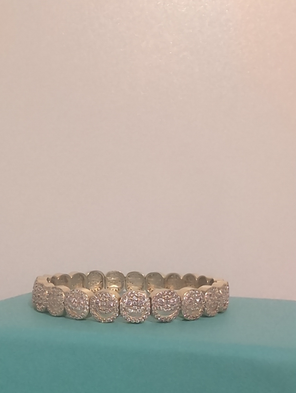 Lisa Gozlan- The Pave Smiley Face Bracelet w/ light Pink Eyes, Size 7